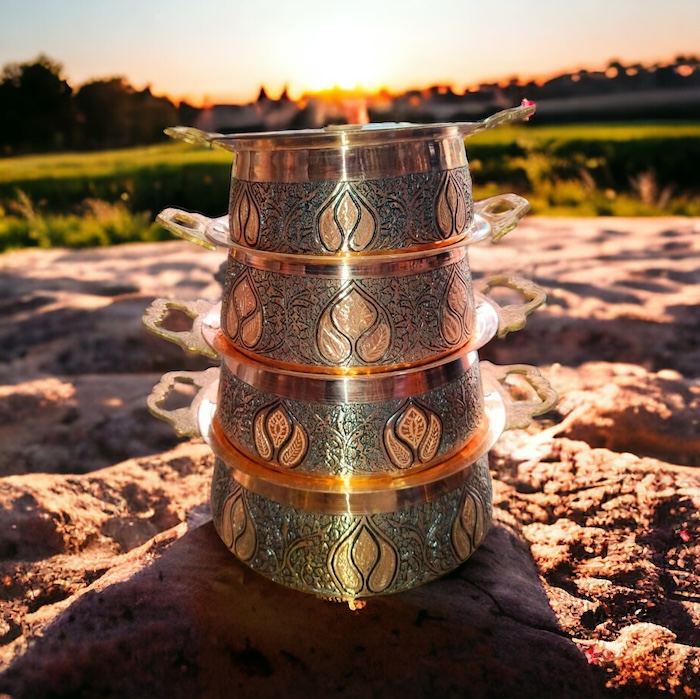 Kashmiri Copperware (Kandkari Work) 4 Piece Bowl Set