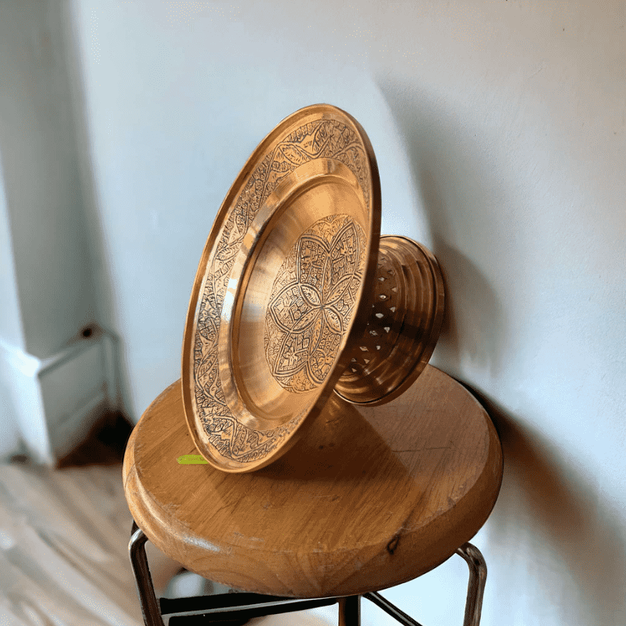 Kashmiri Copperware (Kandkari Work) Plate With Base